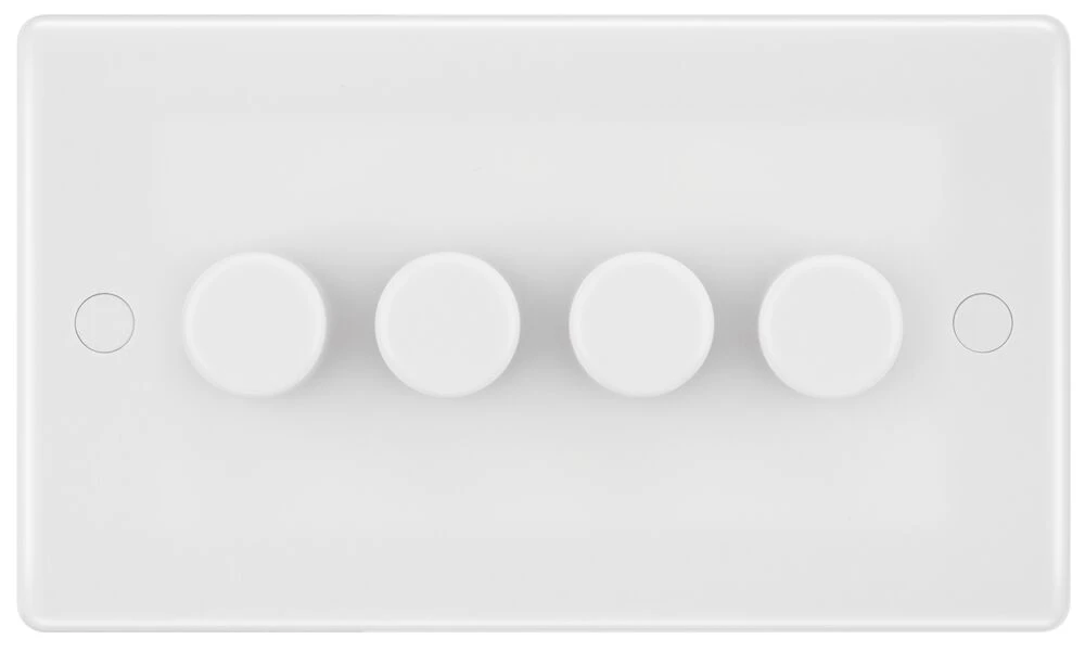 BG Nexus Series White Moulded Quadruple Dimmer Switch 2 Way, Trailing Edge 200W