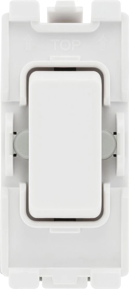 BG Grid 20A Switch Module Retractive, Centre Off, White
