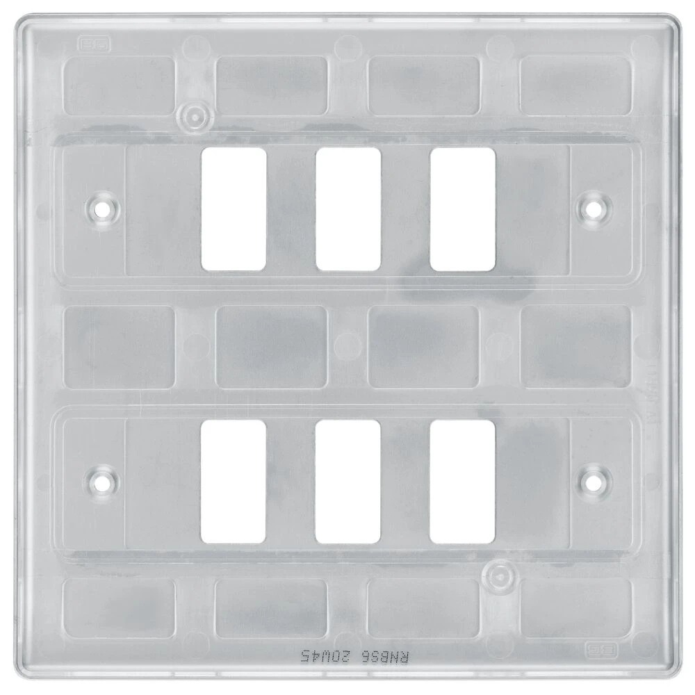 BG Grid Nexus Metal Square Front Plate 6 Module, Brushed Steel