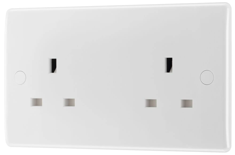 BG Nexus Series White Moulded 13A Double Unswitched Socket
