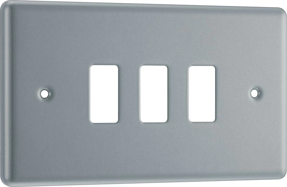 BG Grid Metal Clad Rectangular Front Plate 3 Module