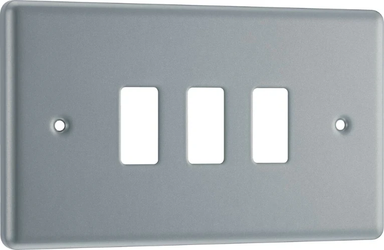 BG Grid Metal Clad Rectangular Front Plate 3 Module