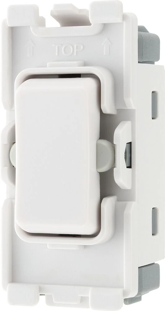 BG Grid 20A Switch Module Retractive, Centre Off, White