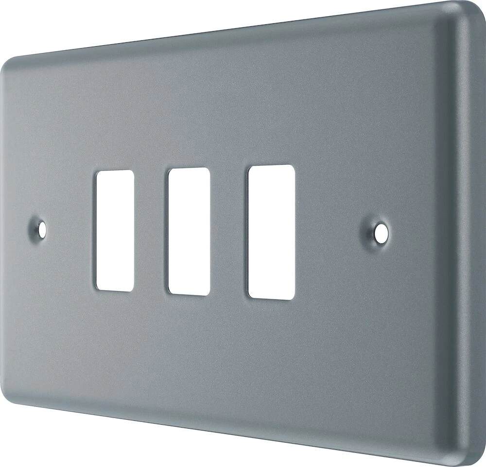 BG Grid Metal Clad Rectangular Front Plate 3 Module