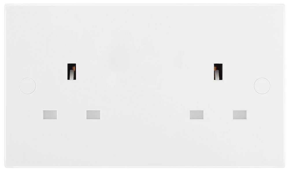 BG White Moulded Square Edge 13A Double Unswitched Socket
