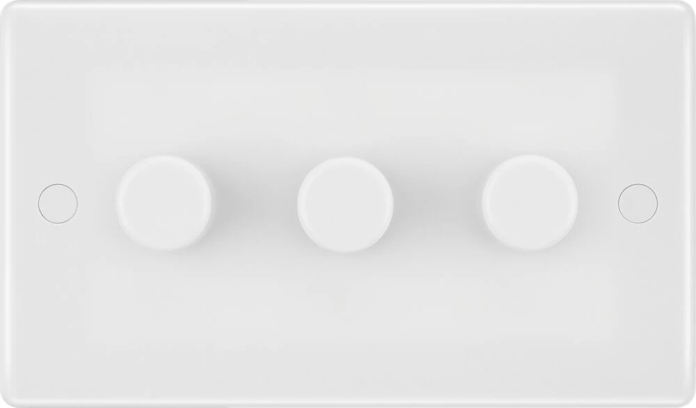 BG Nexus Series White Moulded Triple Dimmer Switch 2 Way, Trailing Edge 200W
