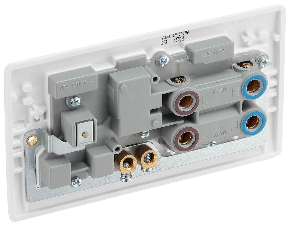 BG Nexus Series White Moulded 45A Cooker Control Unit With 13A Socket And LED Indicators