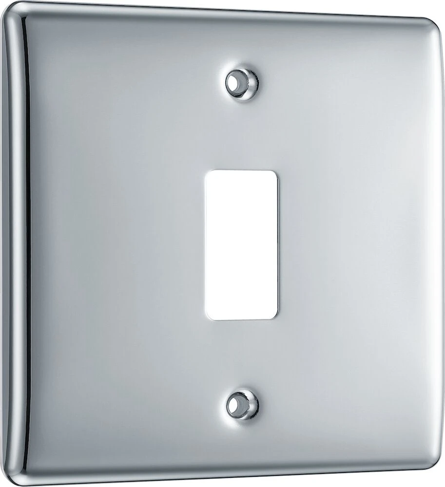 BG Grid Nexus Metal Square Front Plate 1 Module, Polished Chrome
