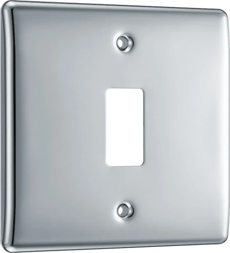 BG Grid Nexus Metal Square Front Plate 1 Module, Polished Chrome