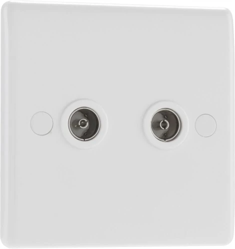 BG Nexus Series White Moulded Double Isolated Co-Ax Aerial Socket for TV or FM