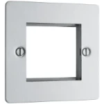 BG Screwed Flat plate Brushed Steel Square Euro Module Front Plate 2 Module