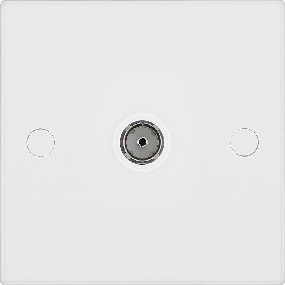 BG White Moulded Square Edge Single Co-Ax Aerial Socket for TV or FM