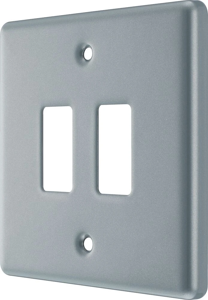 BG Grid Metal Clad Square Front Plate 2 Module
