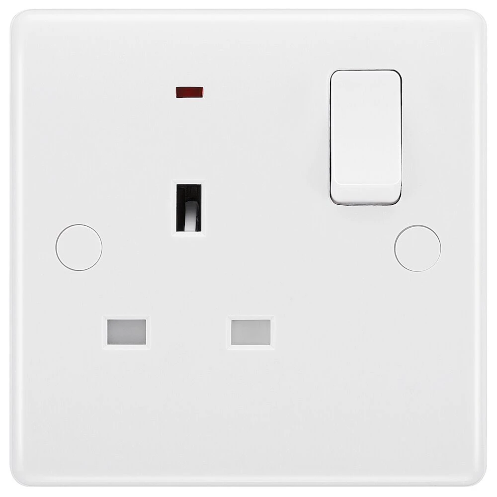 BG Nexus Series White Moulded 13A Single Switched Socket with LED Indicator