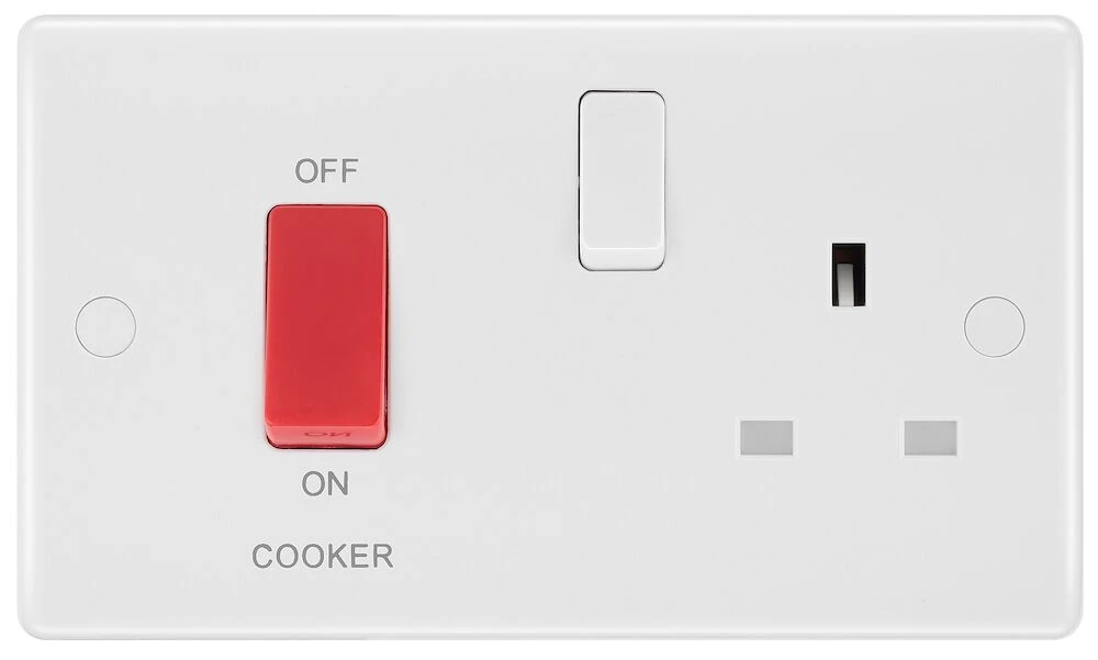 BG Nexus Series White Moulded 45A Cooker Control Unit With 13A Socket