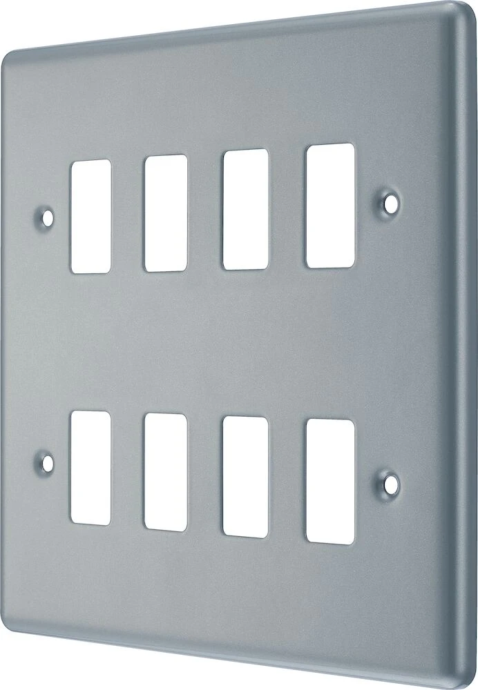 BG Grid Metal Clad Square Front Plate 8 Module