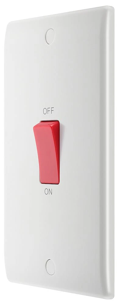 BG Nexus Series White Moulded 45A Large Plate Double Pole Switch