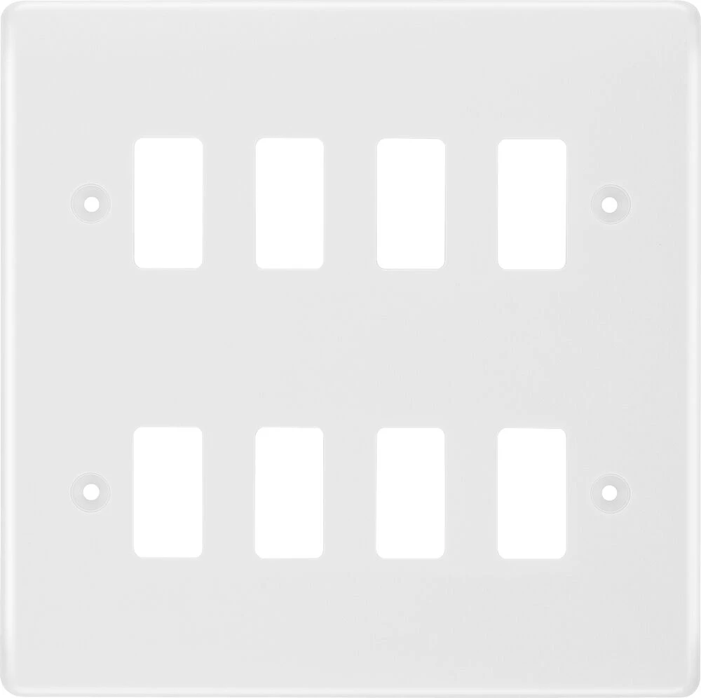 BG Grid Nexus Series White Moulded Front Plate 8 Module