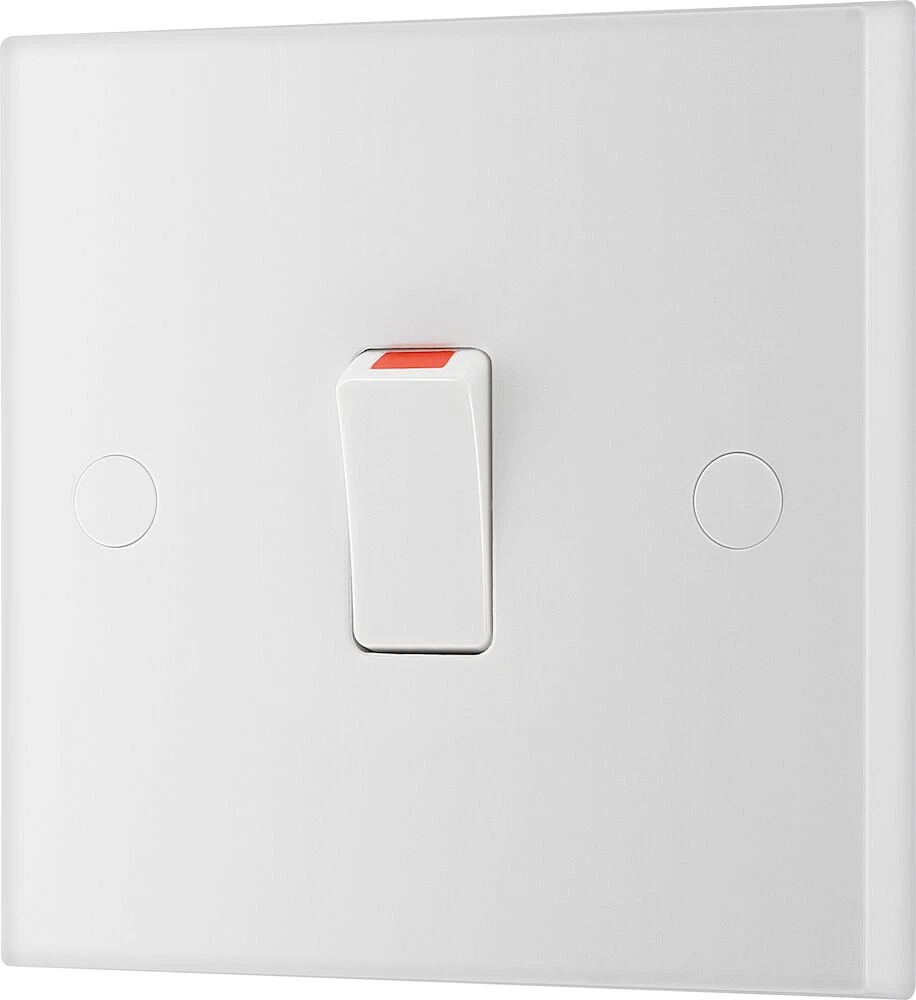BG White Moulded Square Edge 20A Double Pole Switch