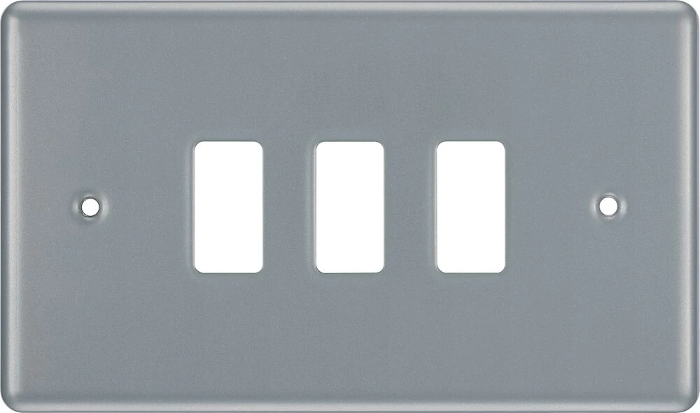 BG Grid Metal Clad Rectangular Front Plate 3 Module