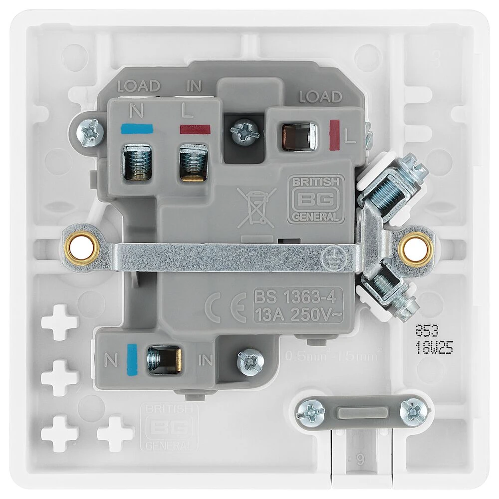 BG Nexus Series White Moulded 13A Switched Fused Connection Unit with LED Indicator and Flex Outlet