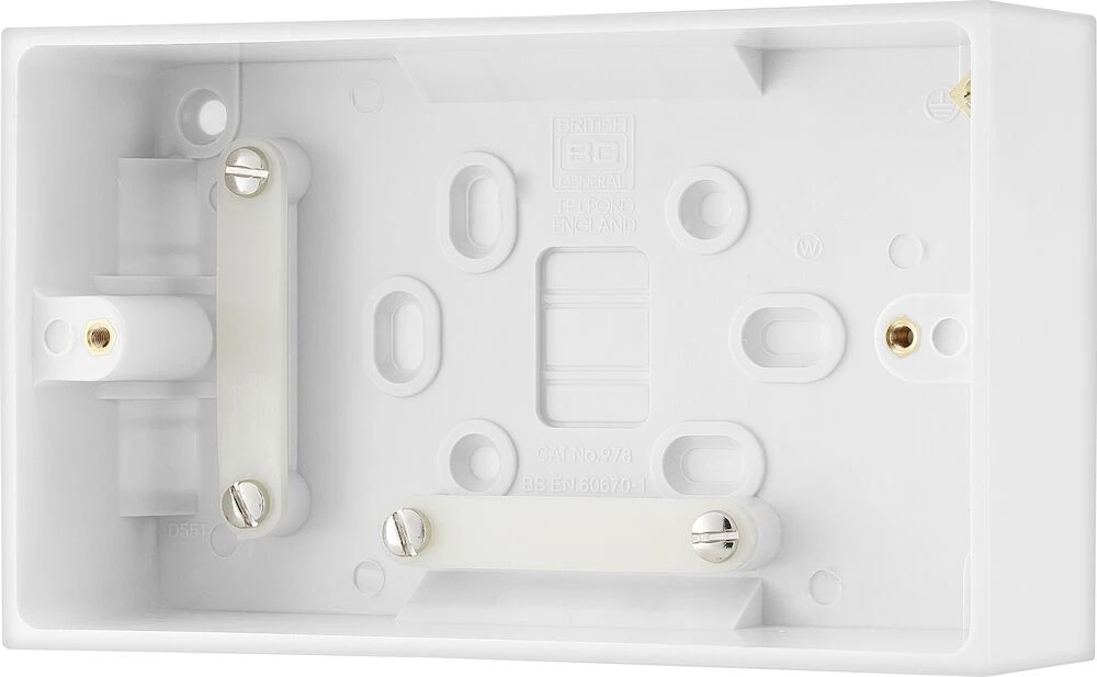 BG White Moulded Square Edge Double Surface Box 45mm