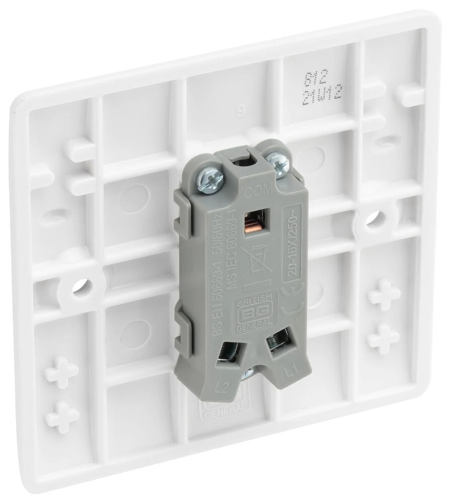 BG Nexus Series White Moulded 20A 16AX Single Switch 2 Way