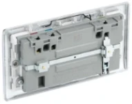 BG Nexus Metal Polished Chrome, 13A Double Switched Socket with Wi-Fi Extender, White Inserts