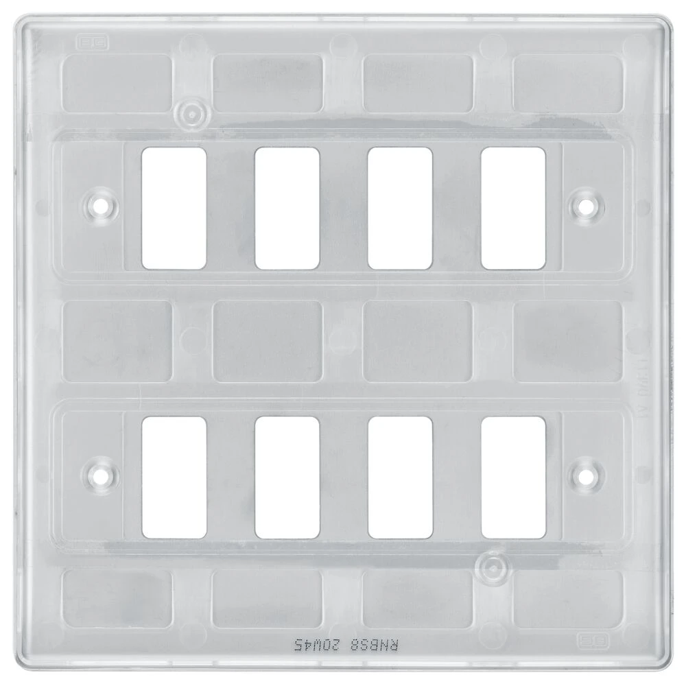 BG Grid Nexus Metal Square Front Plate 8 Module, Brushed Steel