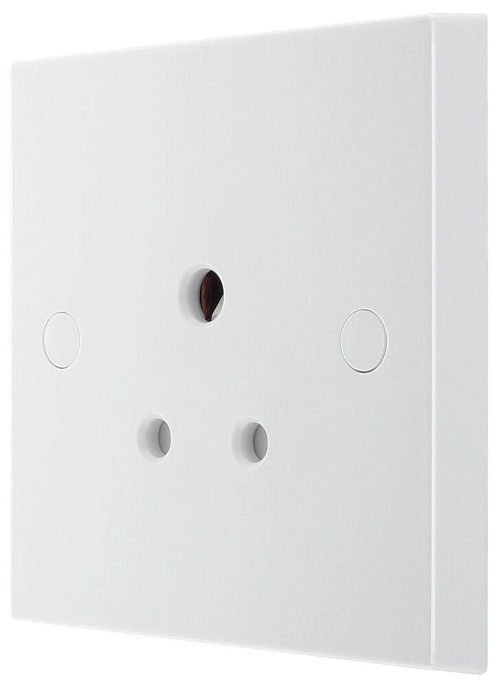 BG White Moulded Square Edge 5A Single Round Pin Unswitched Socket