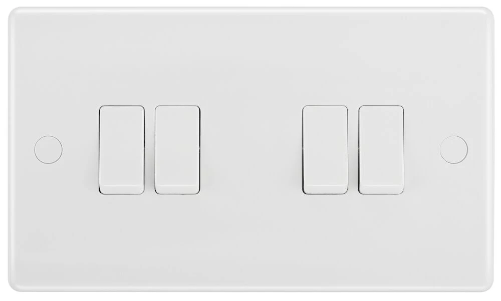BG Nexus Series White Moulded 20A 16AX Quadruple Switch 2 Way