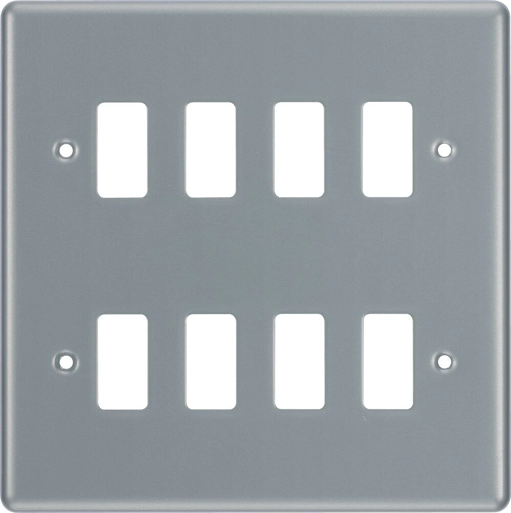 BG Grid Metal Clad Square Front Plate 8 Module