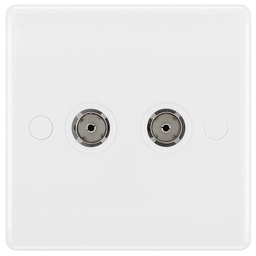 BG Nexus Series White Moulded Double Co-Ax Aerial Socket for TV or FM