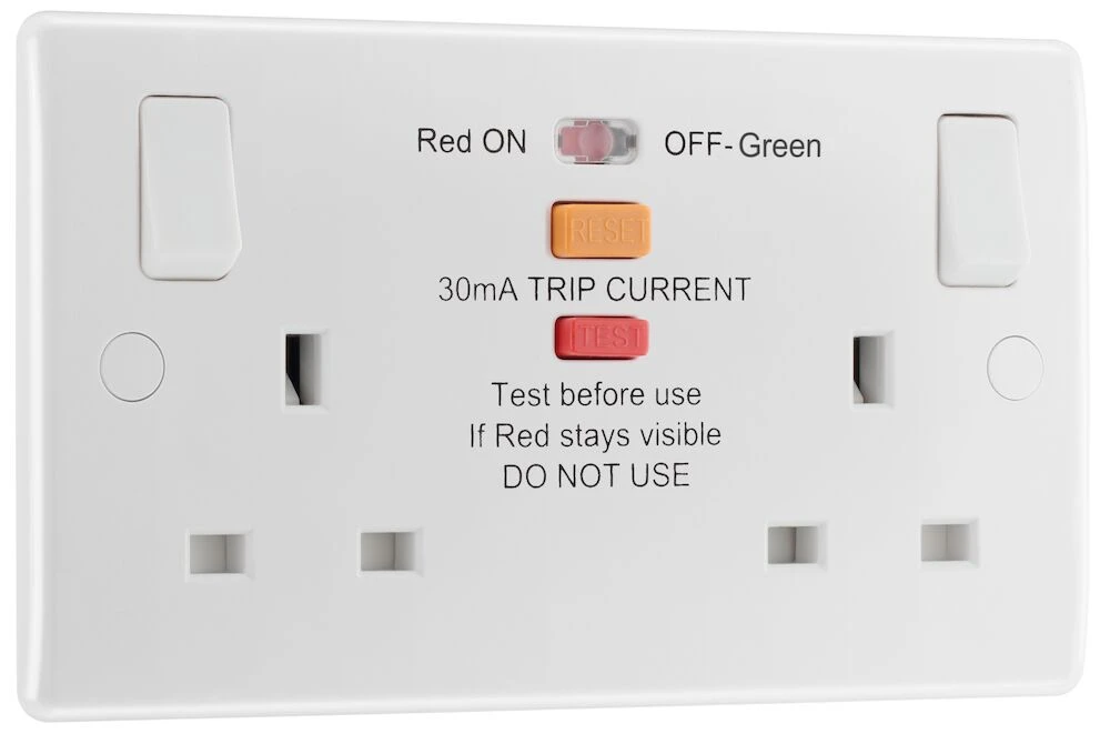 BG Nexus Series White Moulded 13A Double Switched Socket with RCD Protection