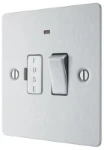 BG Screwed Flatplate, Brushed Steel, Switched 13A Fused Connection Unit with LED Indicator