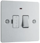 BG Screwed Flatplate, Brushed Steel, Switched 13A Fused Connection Unit with LED Indicator