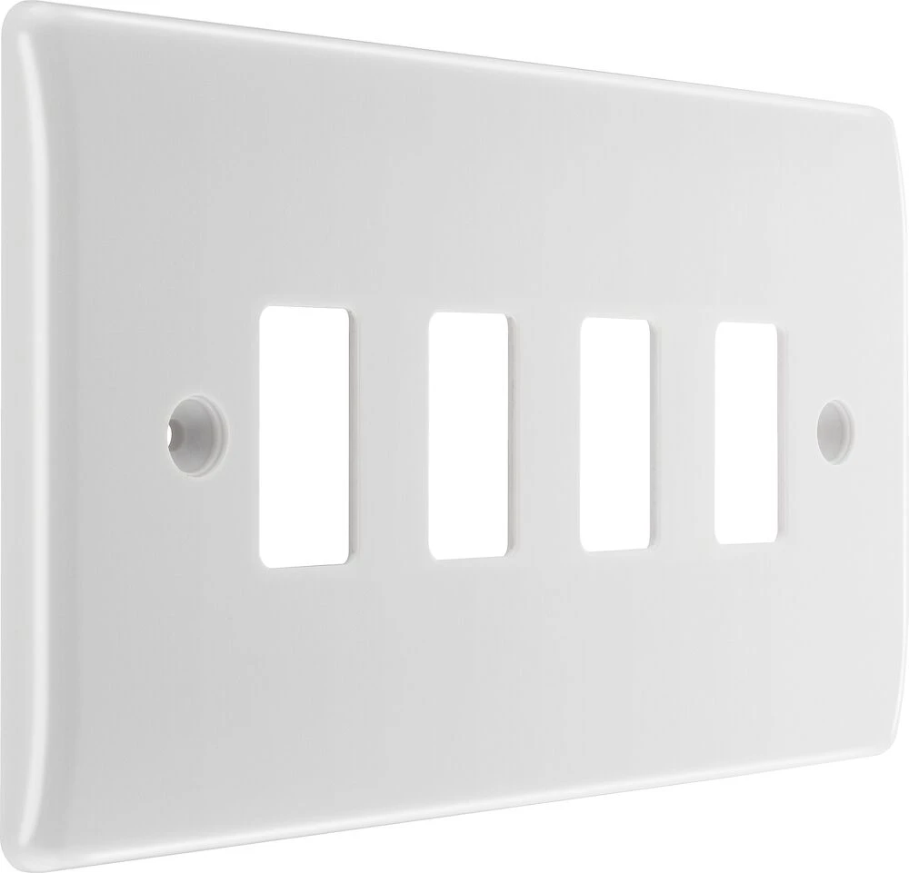 BG Grid Nexus Series White Moulded Front Plate 4 Module