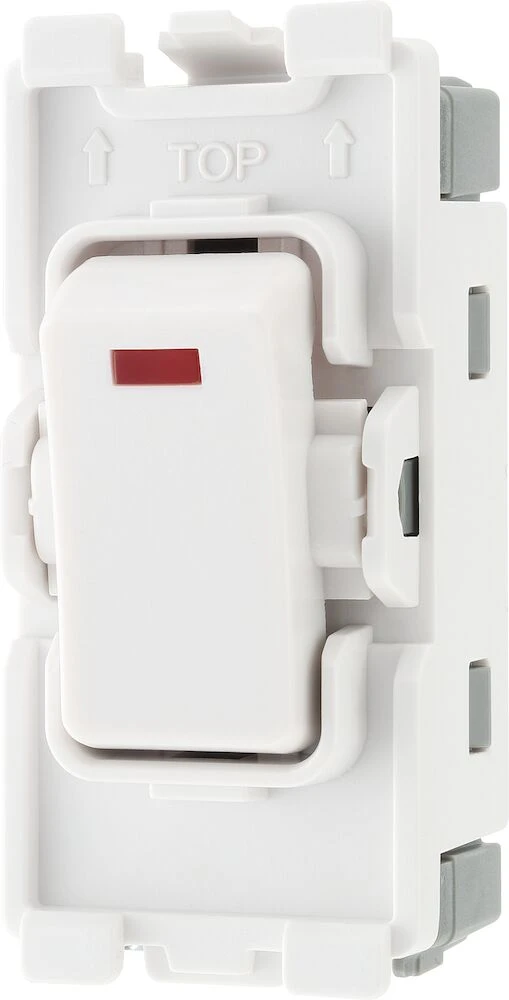 BG Grid 20A Switch Module Double Pole, LED Indicator, White