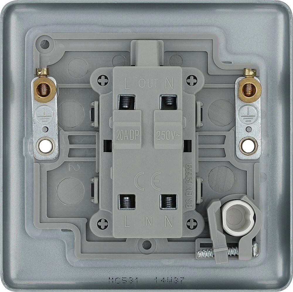BG Metal Clad 20A Double Pole Switch With LED Indicator