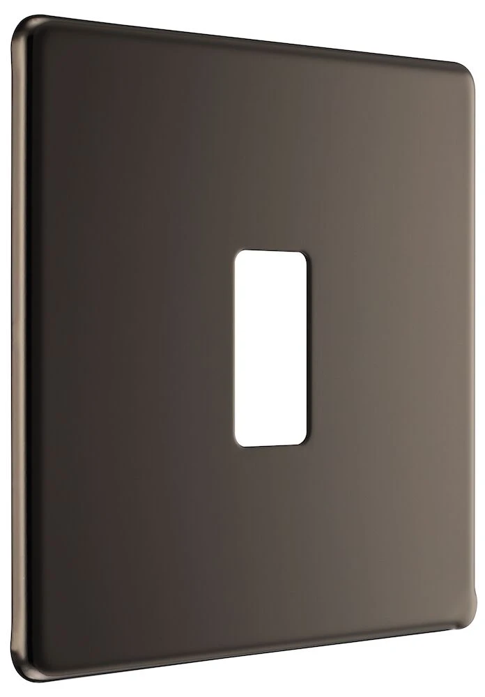 BG Grid Screwless Flatplate Square Front Plate 1 Module, Black Nickel