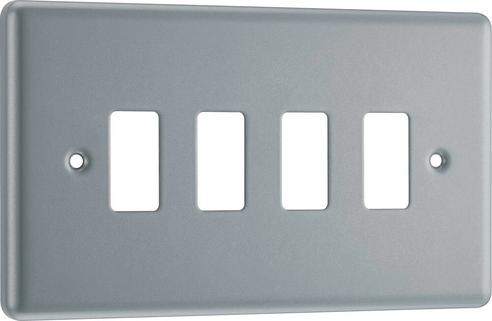 BG Grid Metal Clad Rectangular Front Plate 4 Module