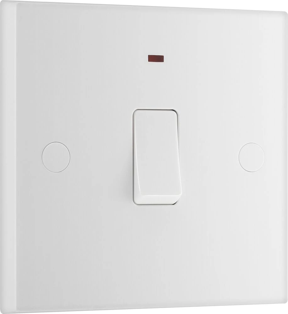 BG White Moulded Square Edge 20A Double Pole Switch with LED Indicator