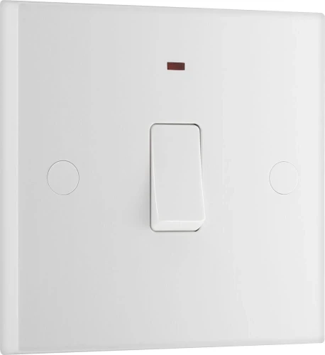 BG White Moulded Square Edge 20A Double Pole Switch with LED Indicator