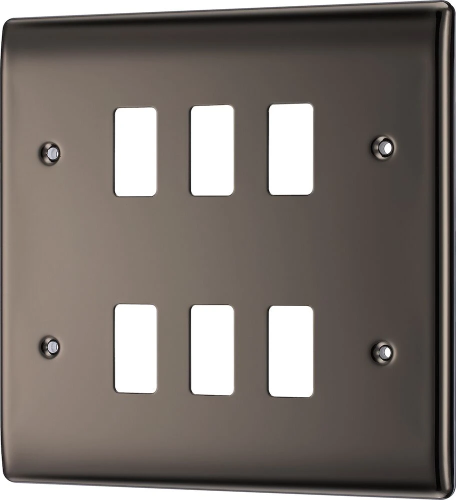 BG Grid Nexus Metal Square Front Plate 6 Module, Black Nickel
