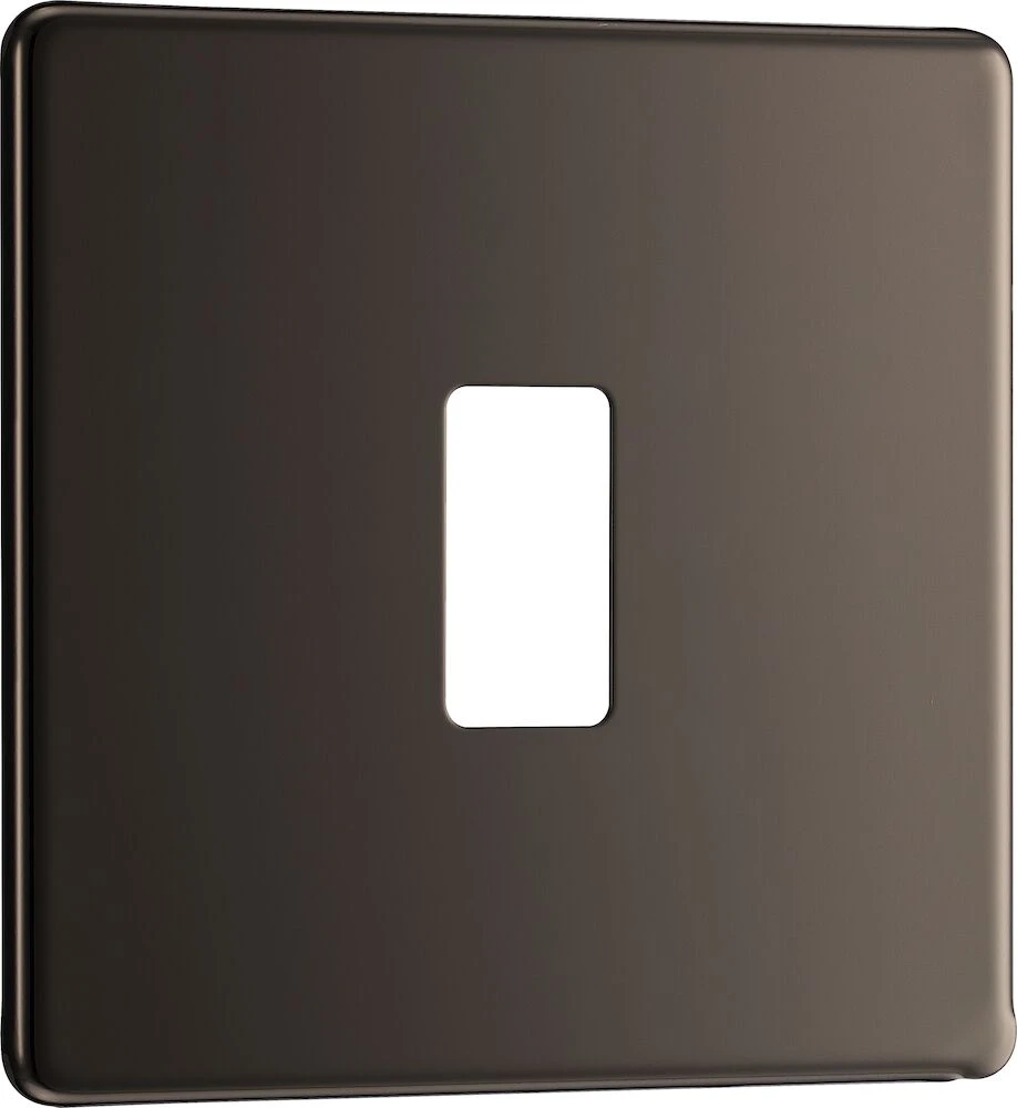 BG Grid Screwless Flatplate Square Front Plate 1 Module, Black Nickel