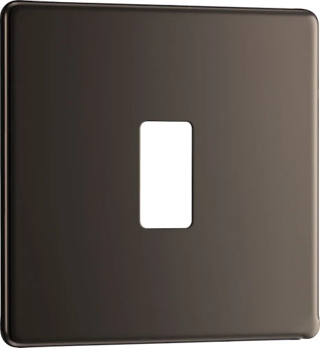 BG Grid Screwless Flatplate Square Front Plate 1 Module, Black Nickel