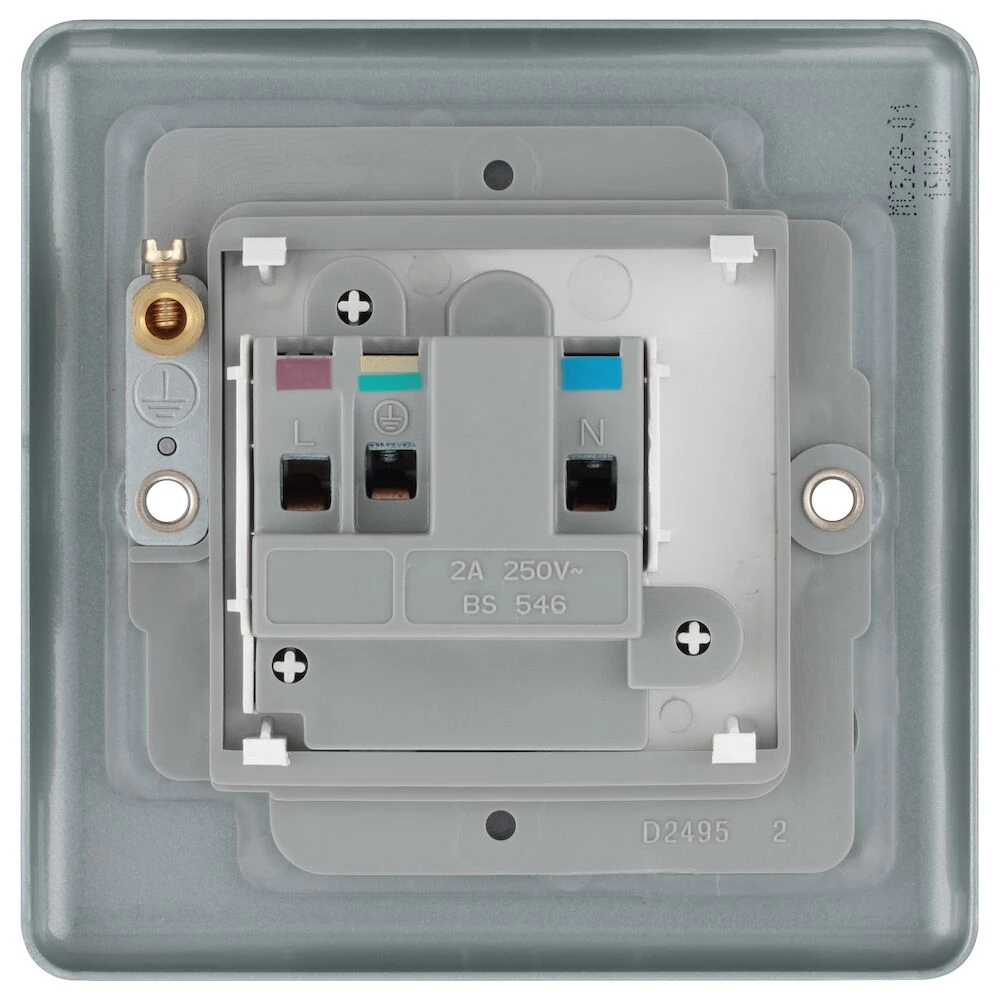 BG Metal Clad 2A Single Round Pin Unswitched Socket