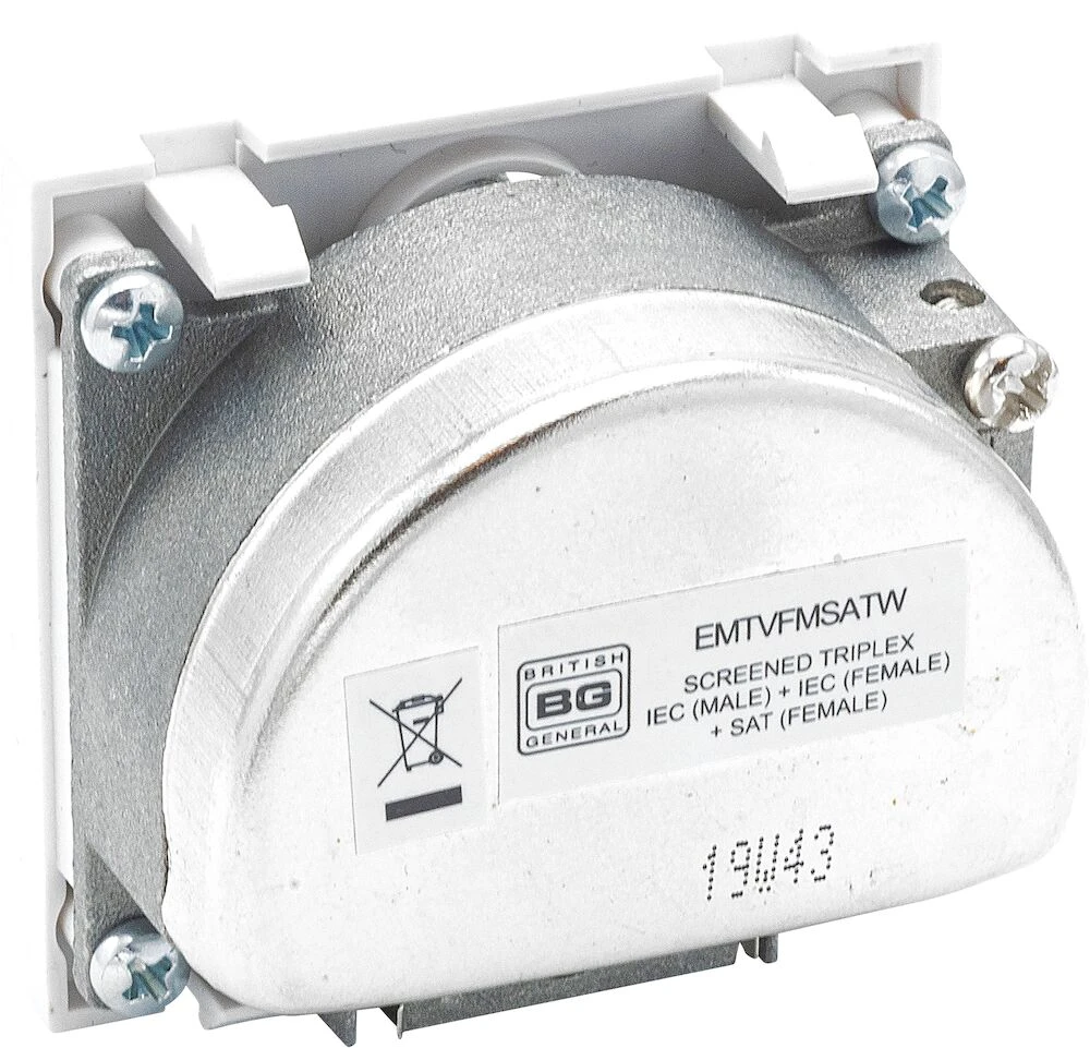 BG Euro Module TV, Radio, Dual Satellite - TV IEC Male, Radio IEC Female, SAT-F Female, White