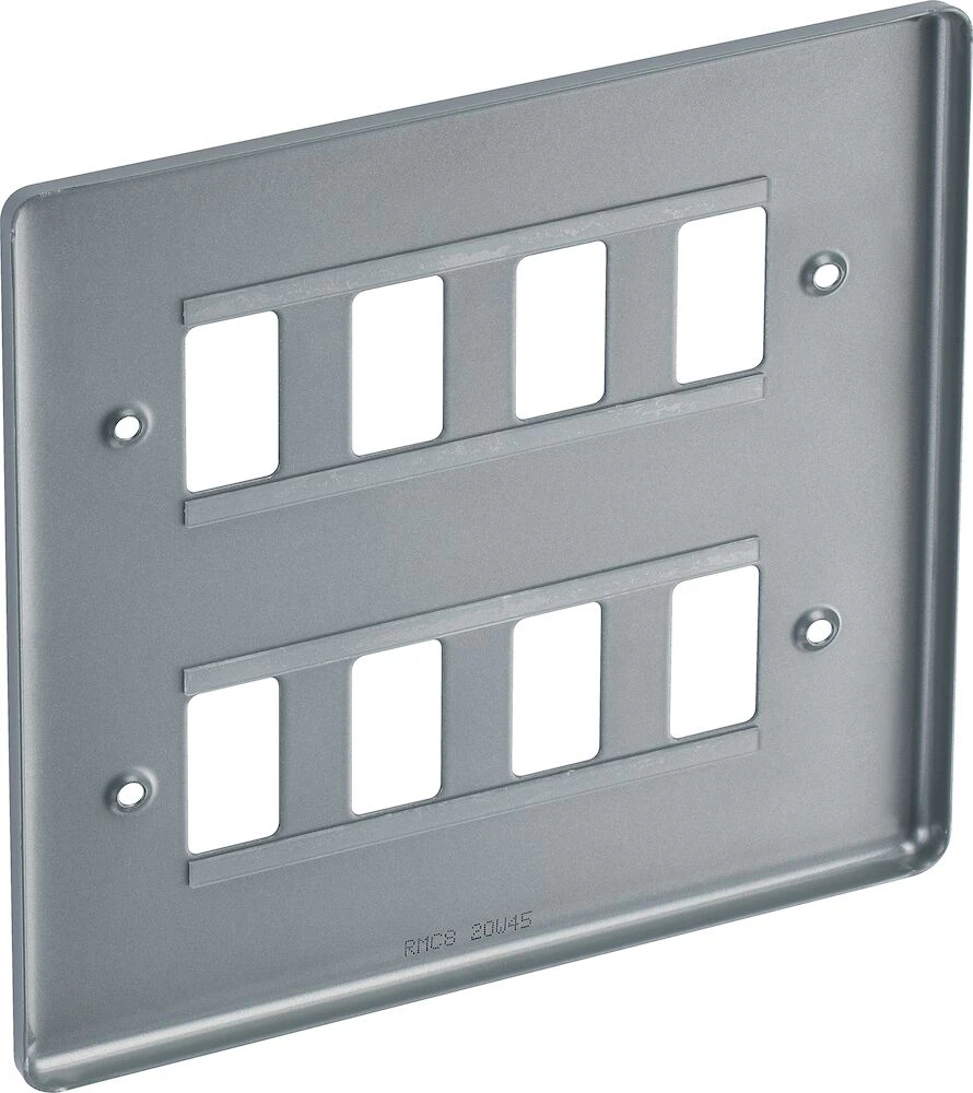BG Grid Metal Clad Square Front Plate 8 Module