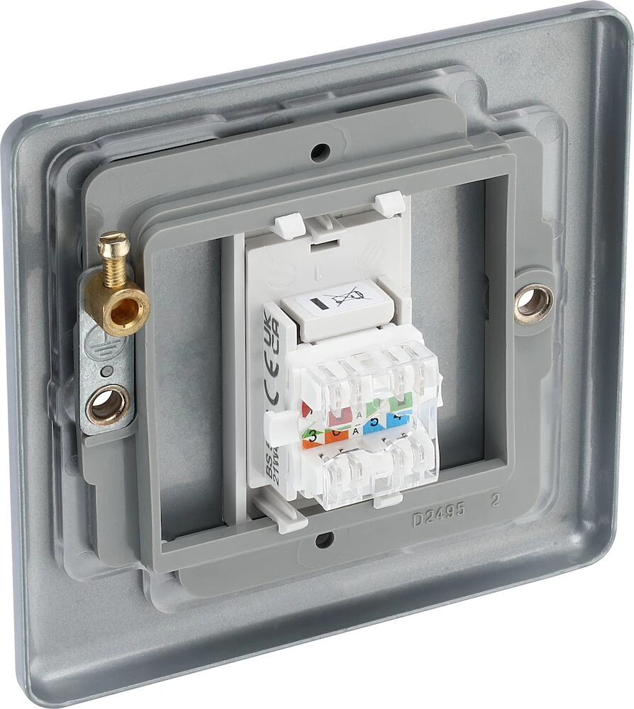 BG Metal Clad Single RJ45 Telephone Socket, IDC Type